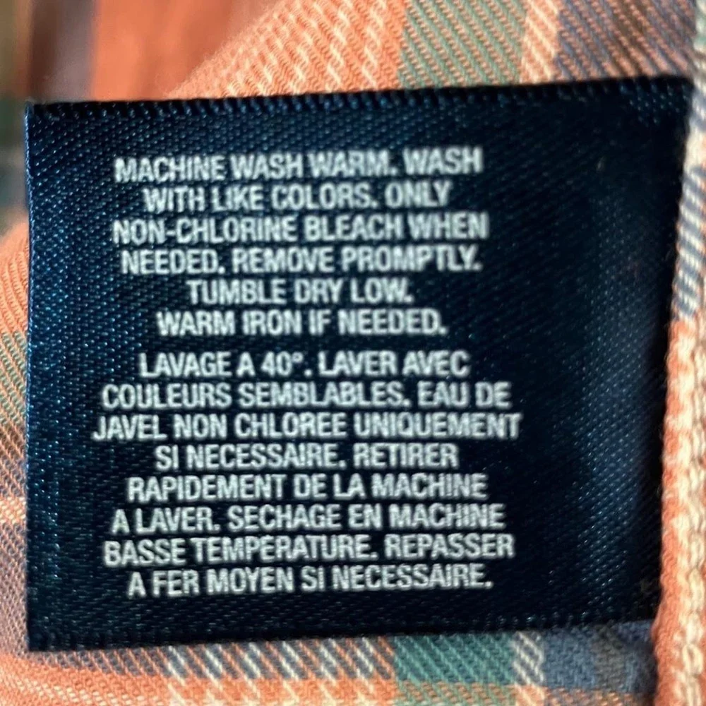 Ralph Lauren Kids Large 14-16 Plaid Button Down Shirt Orange Blue Cotton Pony